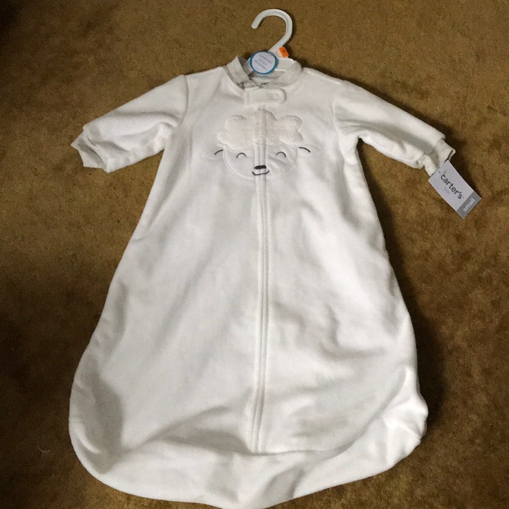 NWT Carter’s white fleece sleep sack, size small